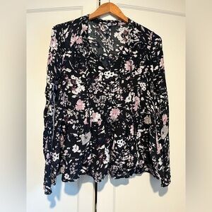 BP Peplum Floral Long Sleeve Blouse